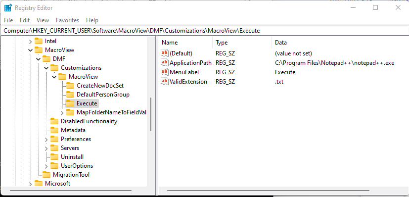 Right-click Execute – MacroView